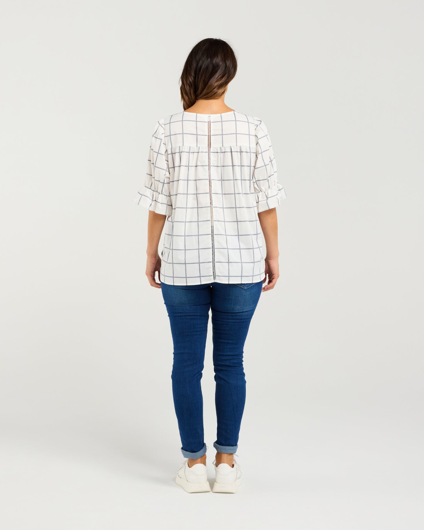 Sadie Top White Grid