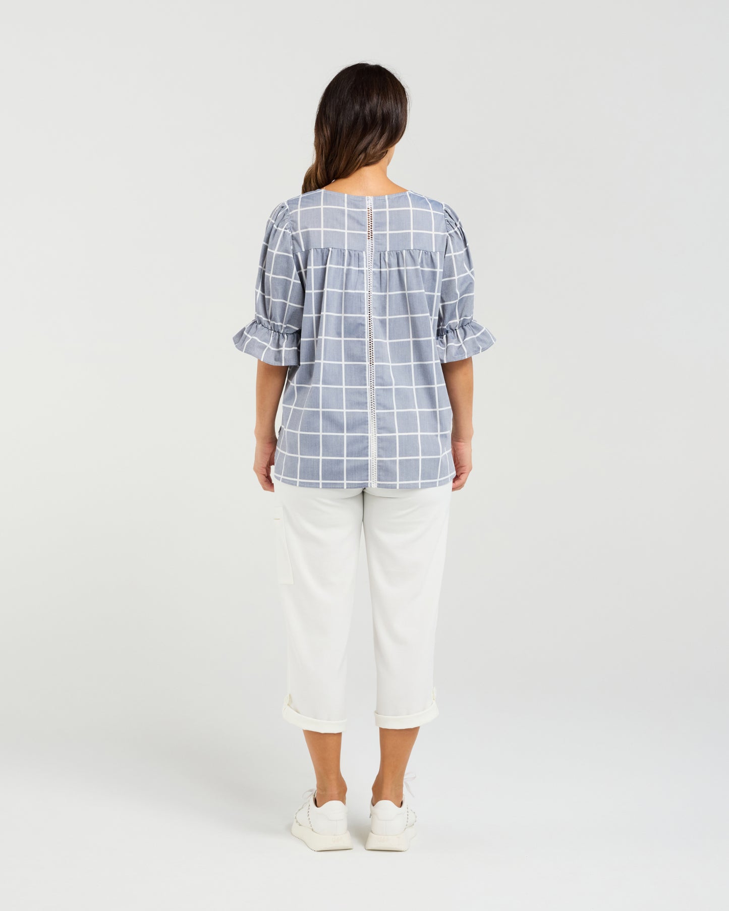 Sadie Top Blue Grid