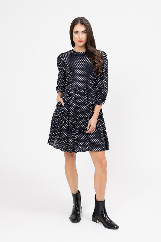 Freda Dress - Ink Polka