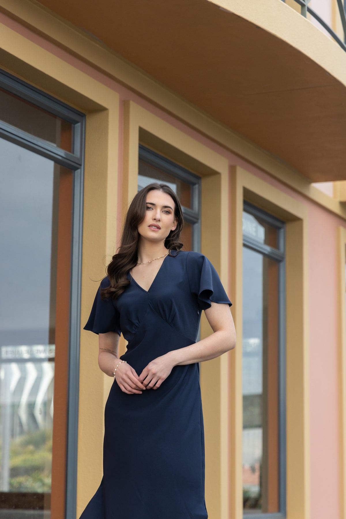 Applause Dress - Navy Satin