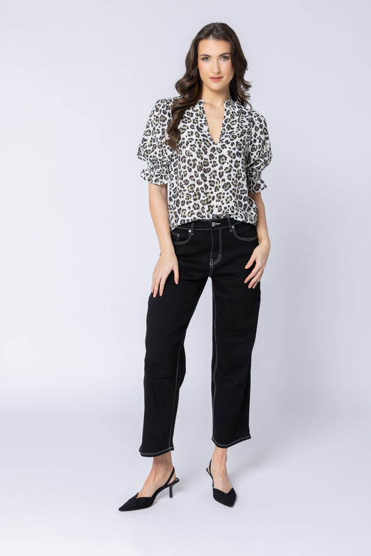Butterfly Top - Sage Leopard