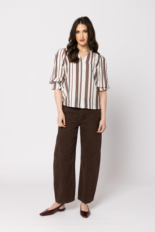 Bobbie Blouse - Walnut Stripe