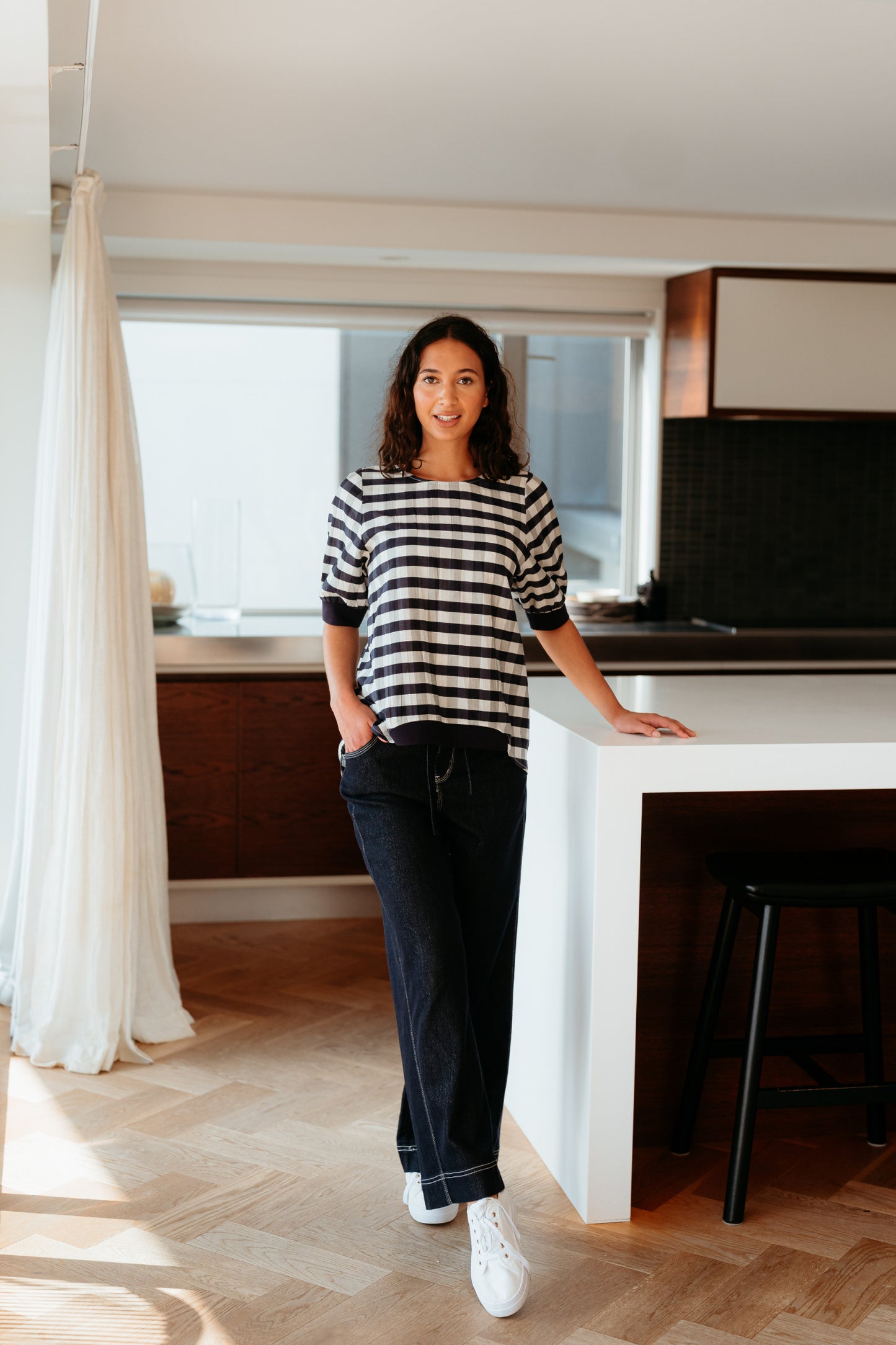 Havana Top Navy Check