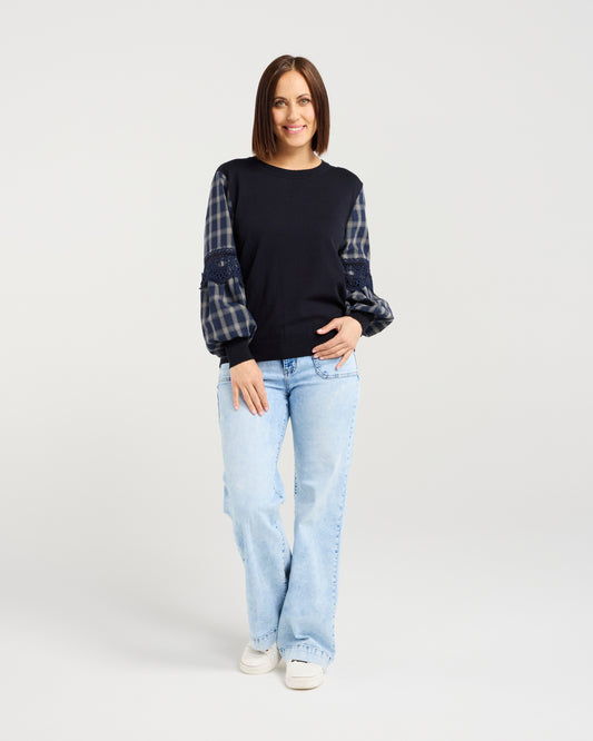 Lilith Top - Ink Check Lines