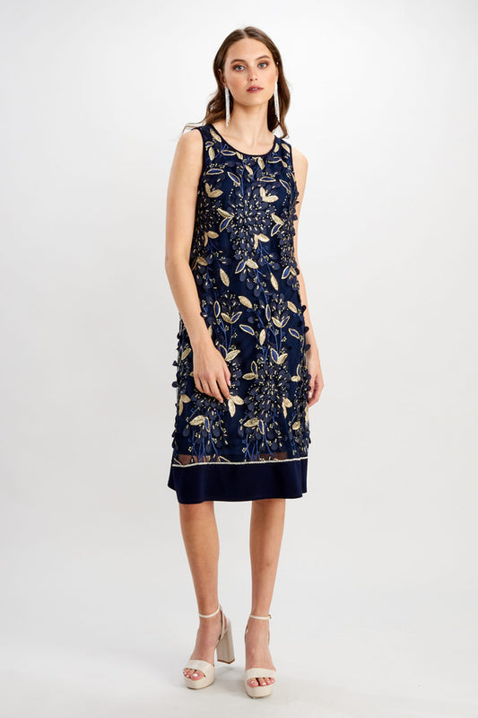 Sequin Floral Dress Navy/Gold