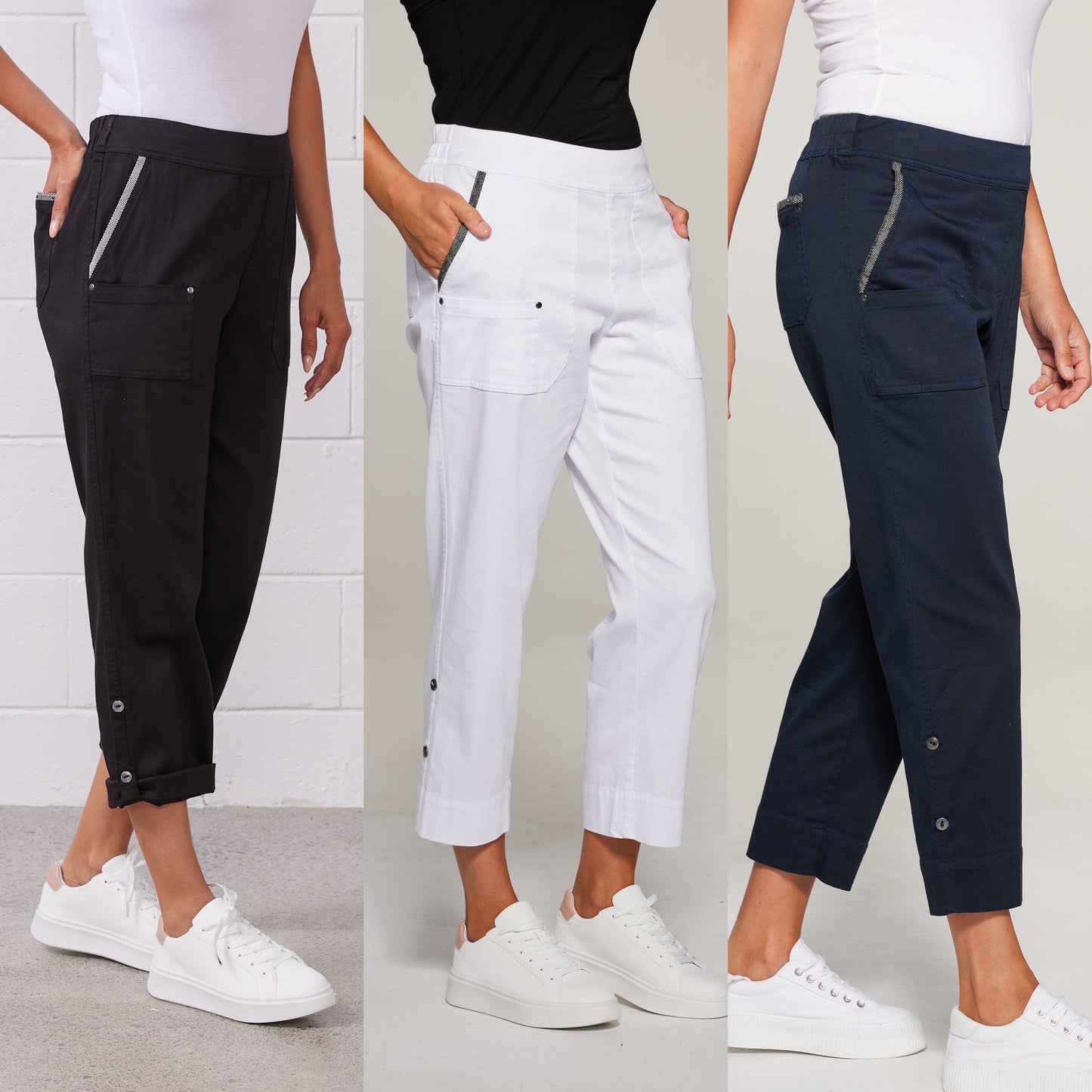Micah Pocket 7/8 Cotton Pant White