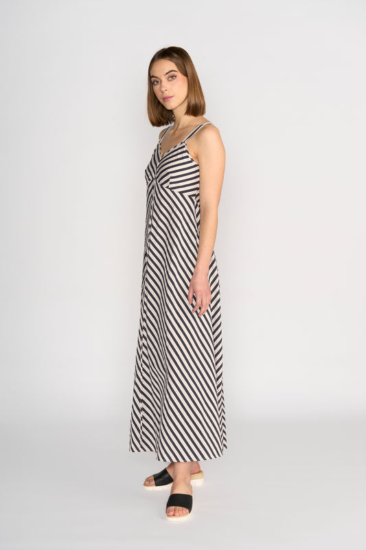 Gala Dress Black/Ecru Stripe
