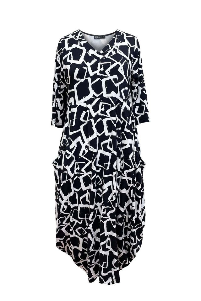 Carly Dress Black/White Cubes