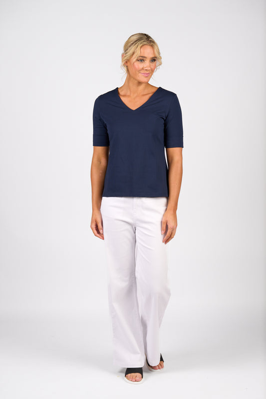 Vee Neck Tee - 4264 - Navy