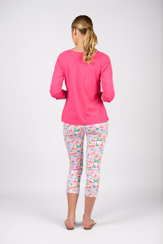 3/4 Sleeve Tee - 4381- Fushia