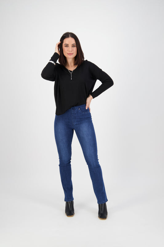 Regular Leg Denim Pull On 234D Blue Denim Wash