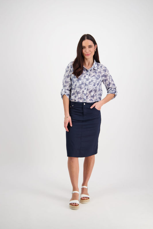 Poplin Skirt - Navy -50% off