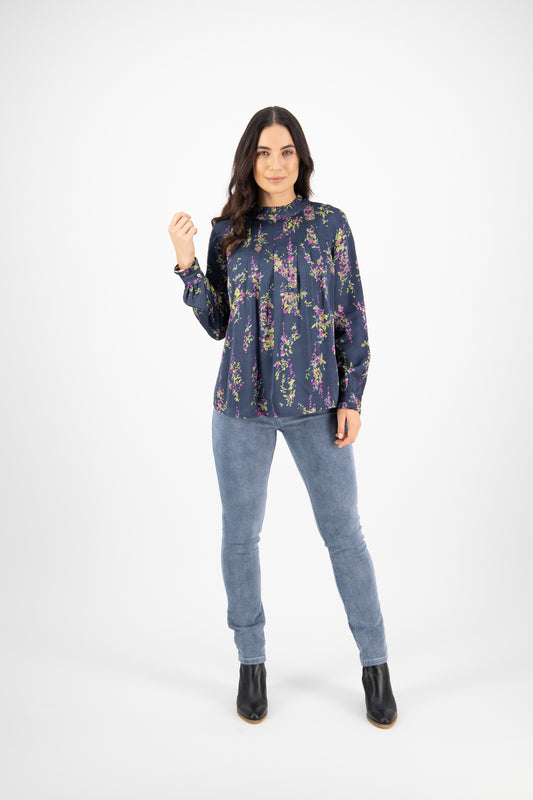 Ruffle Neck Top - Wisteria - 50% Off