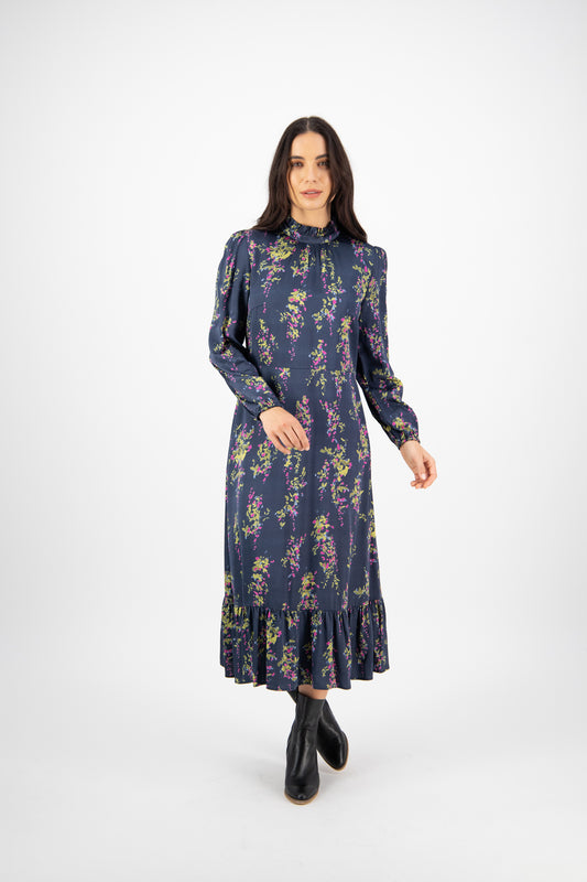 Ruffle Neck Dress - Wisteria - 50% Off