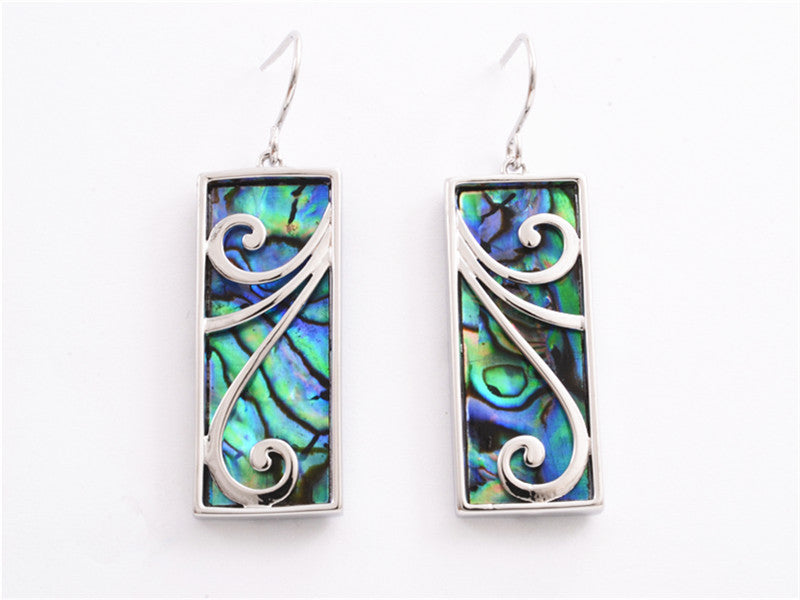 Paua Rectangle Earrings - MSE1078