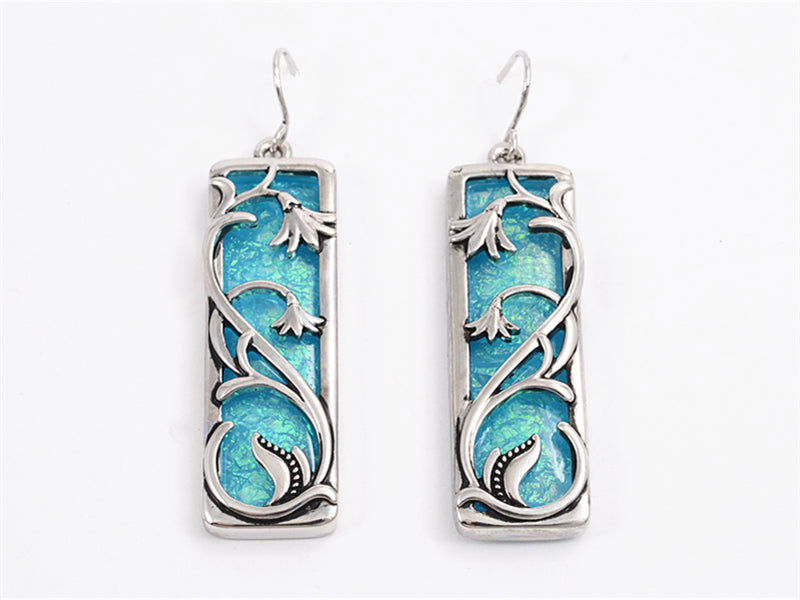 Blue Resin Flower Earrings - MSE1157