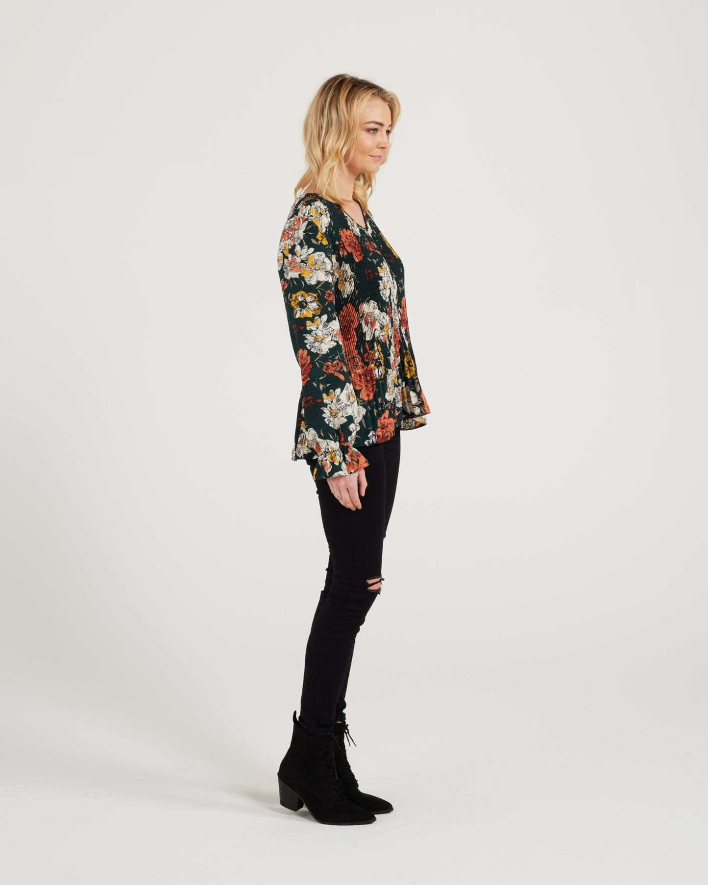 Olivia Vee Neck Top - Forest Floral - Now $30
