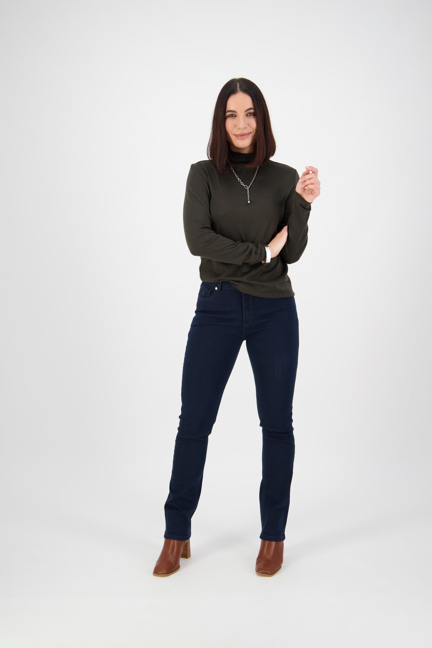 Vassalli - Slim Leg Full Length Jean with Heavy Top Stitch - 5719 - Indigo