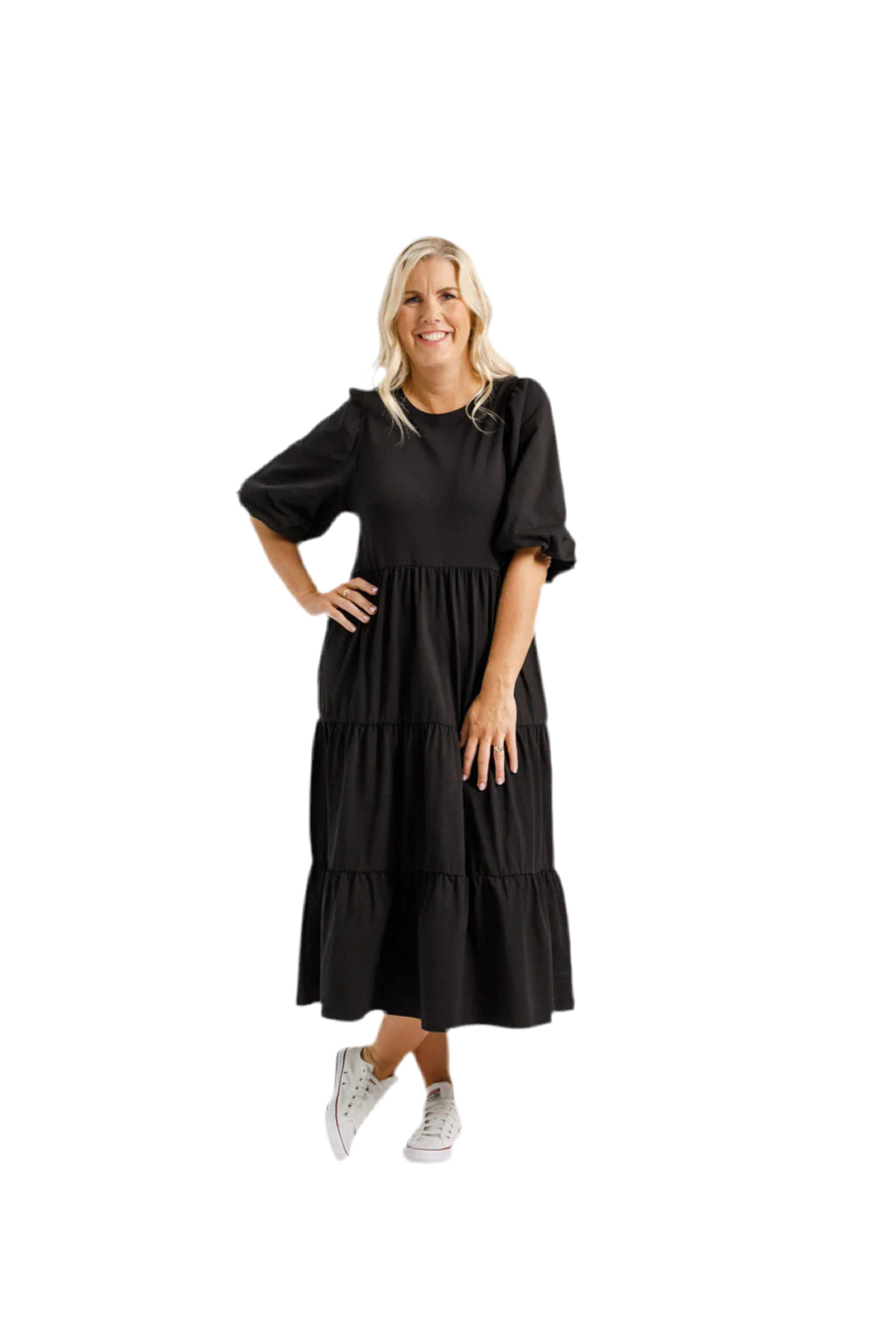 Home Lee - Kate Midi Dress - HL247 - Black $99 XMAS DRESS SPECIAL