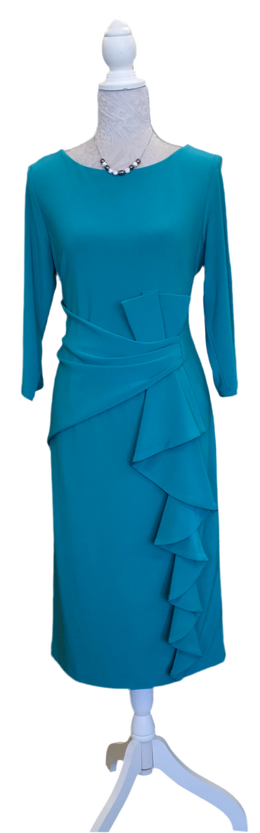 Joseph Ribkoff - Silky Knit Sheath Dress - 242712 - Ocean Blue with sleeves