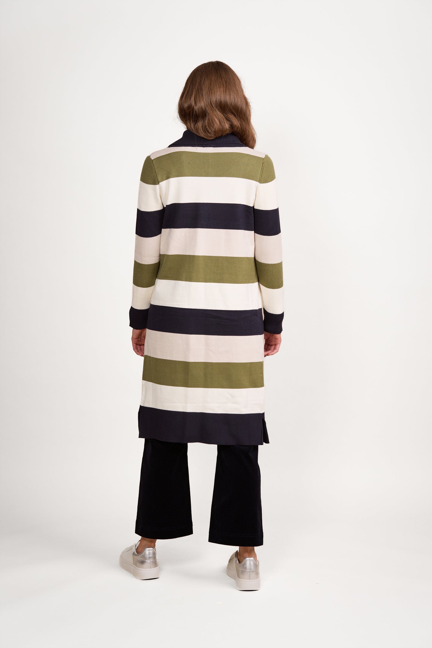 Long Line Cardi - 1065 - Sage Stripe