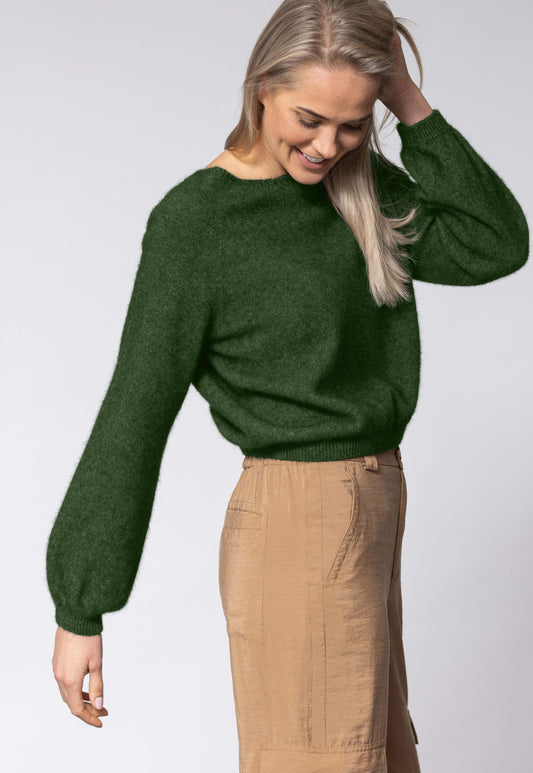 Possum/Merino/Silk Bellow Sleeve Jumper - Jungle