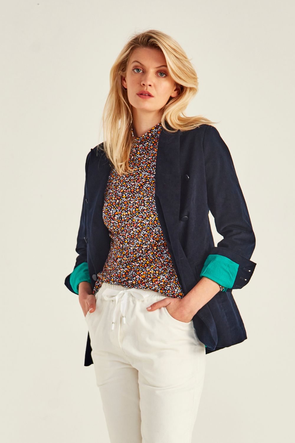 Lemon Tree - Wynona Cord Jacket - LT875 - Navy(Teal) - 50% OFF