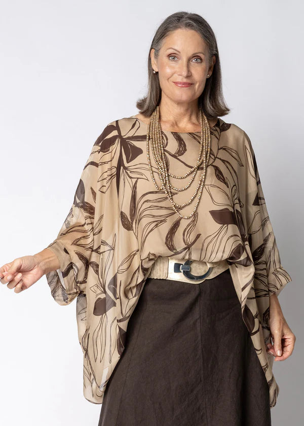 Nayara Silk Top in Latte