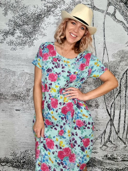 Helga May Jungle Dress - 148880 - (Baby Blue Rose kissed)