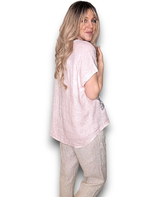 Baby Pink Linen Star Top
