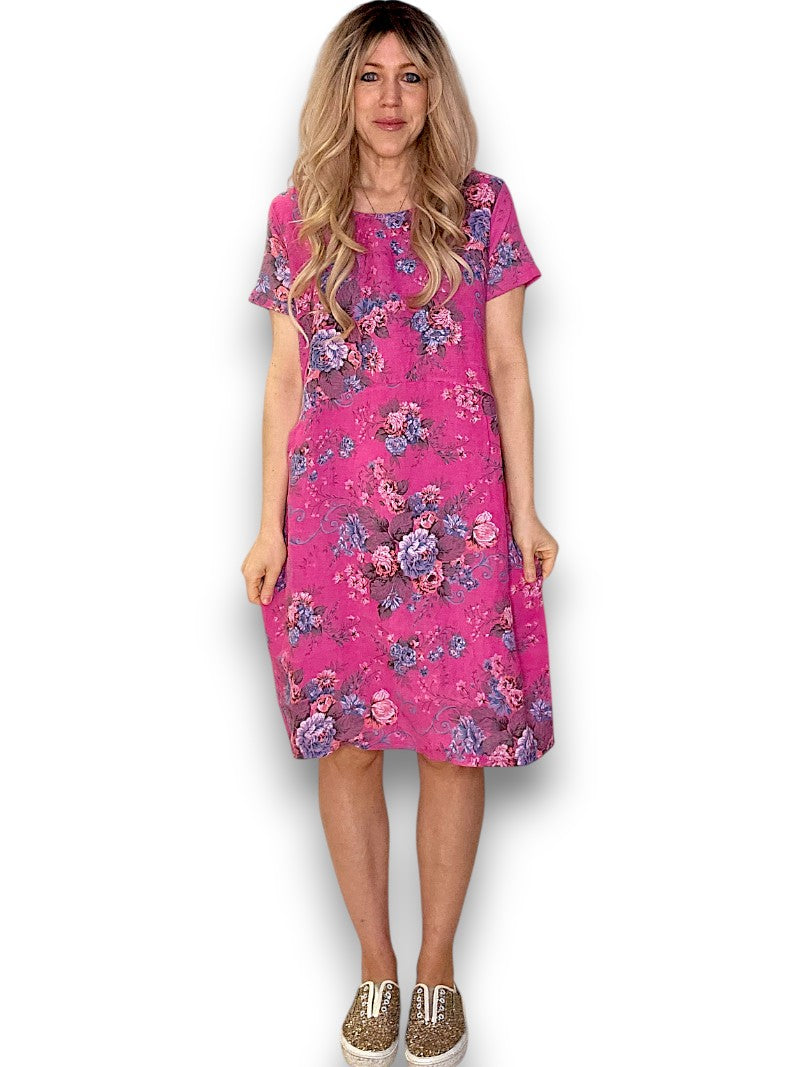 Jungle Dress - Hot Pink Twirl Rose