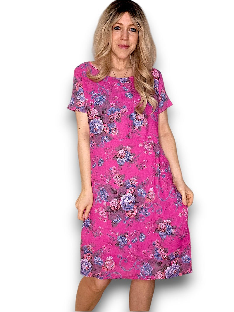 Jungle Dress - Hot Pink Twirl Rose