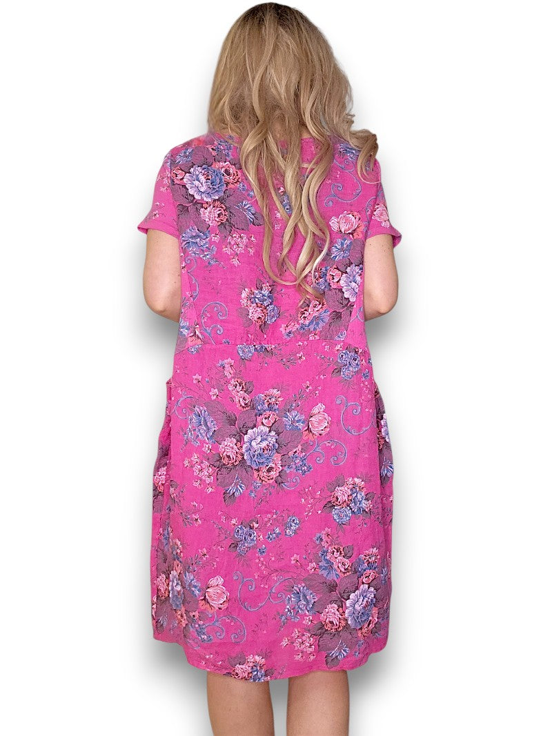 Jungle Dress - Hot Pink Twirl Rose