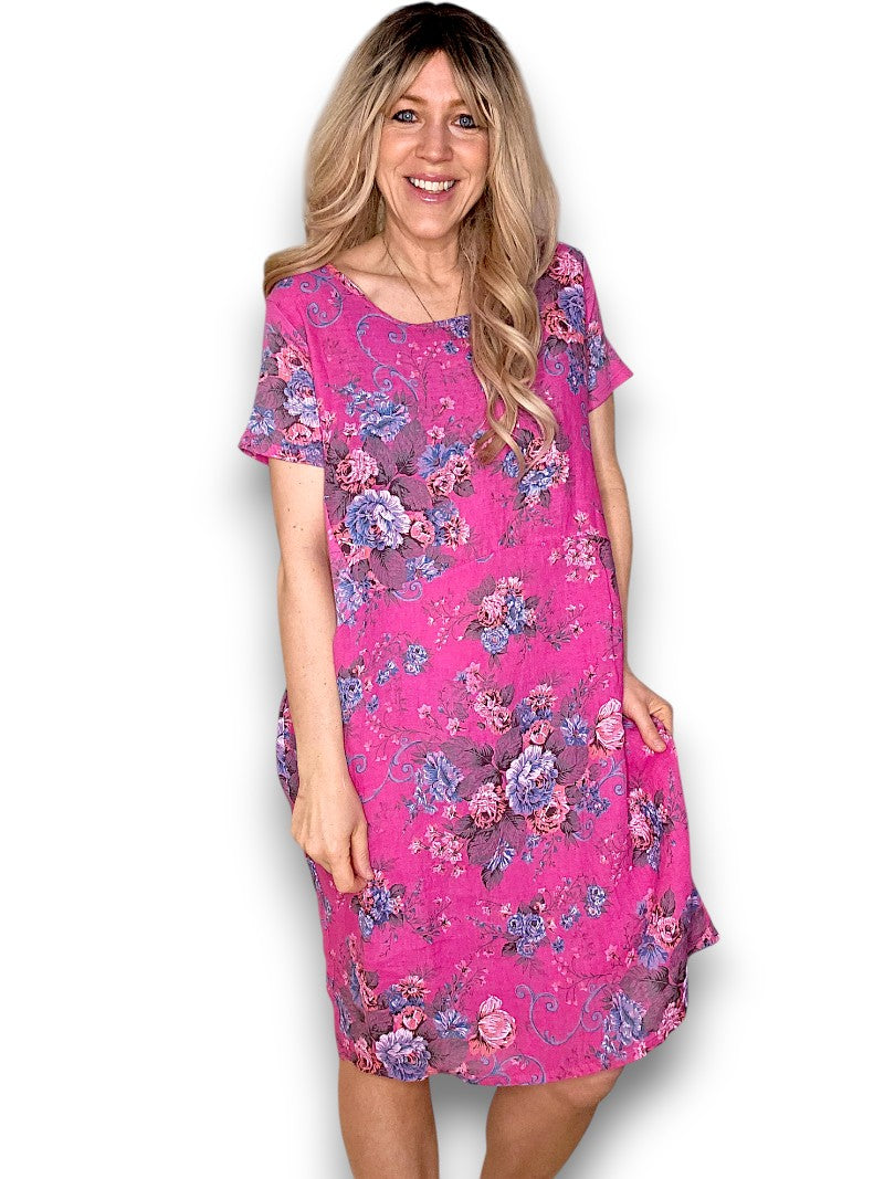 Jungle Dress - Hot Pink Twirl Rose