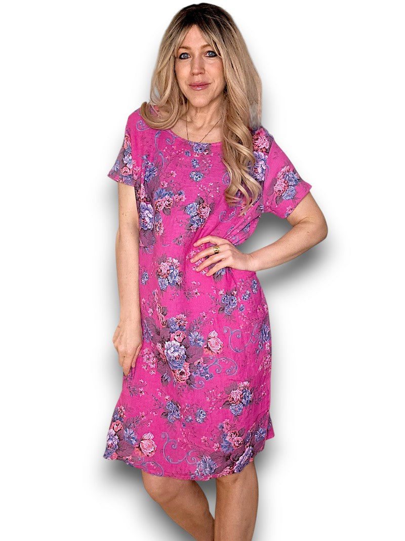 Jungle Dress - Hot Pink Twirl Rose