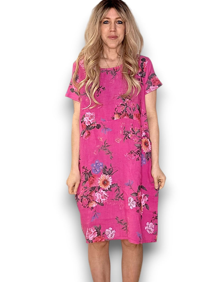 Jungle Dress - Hot Pink Bouquet