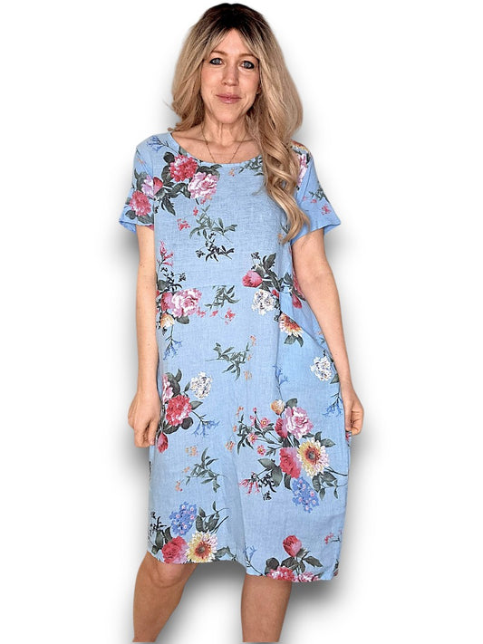 Jungle Dress - Baby Blue Bouquet