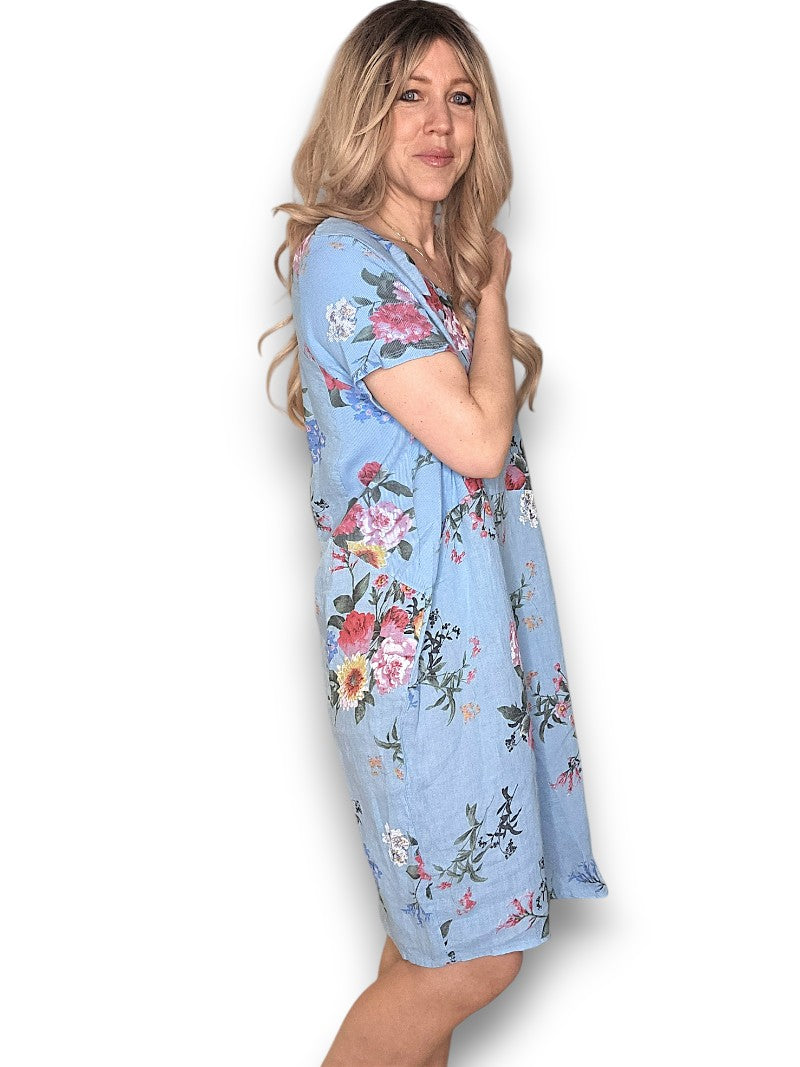 Jungle Dress - Baby Blue Bouquet