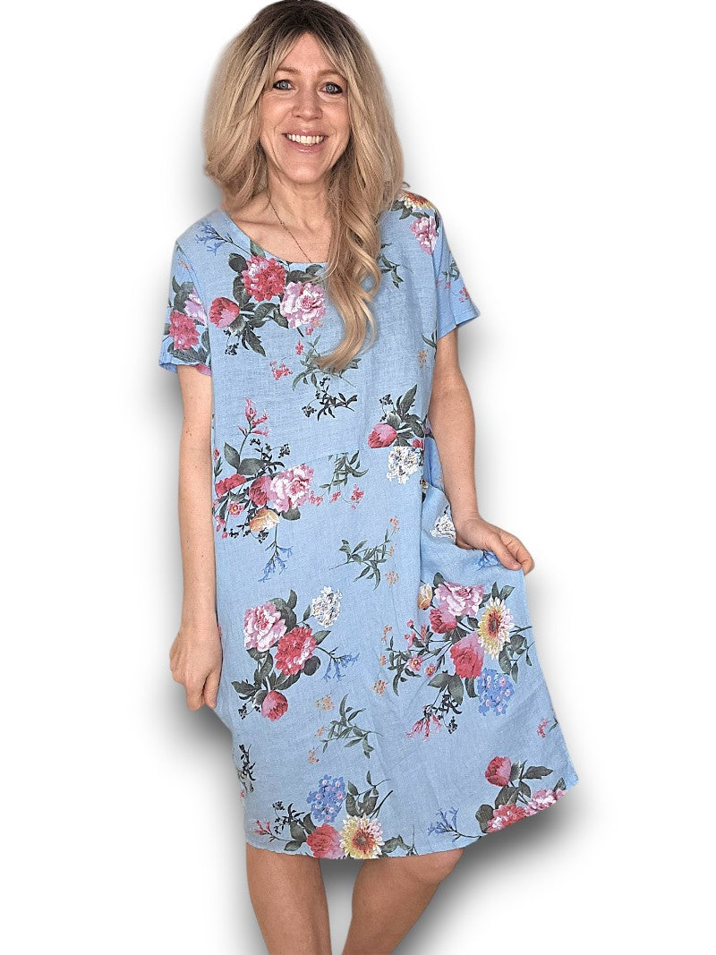 Jungle Dress - Baby Blue Bouquet