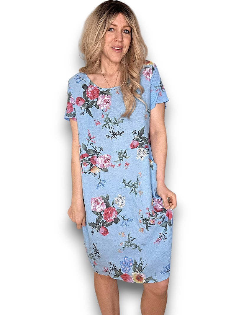 Jungle Dress - Baby Blue Bouquet