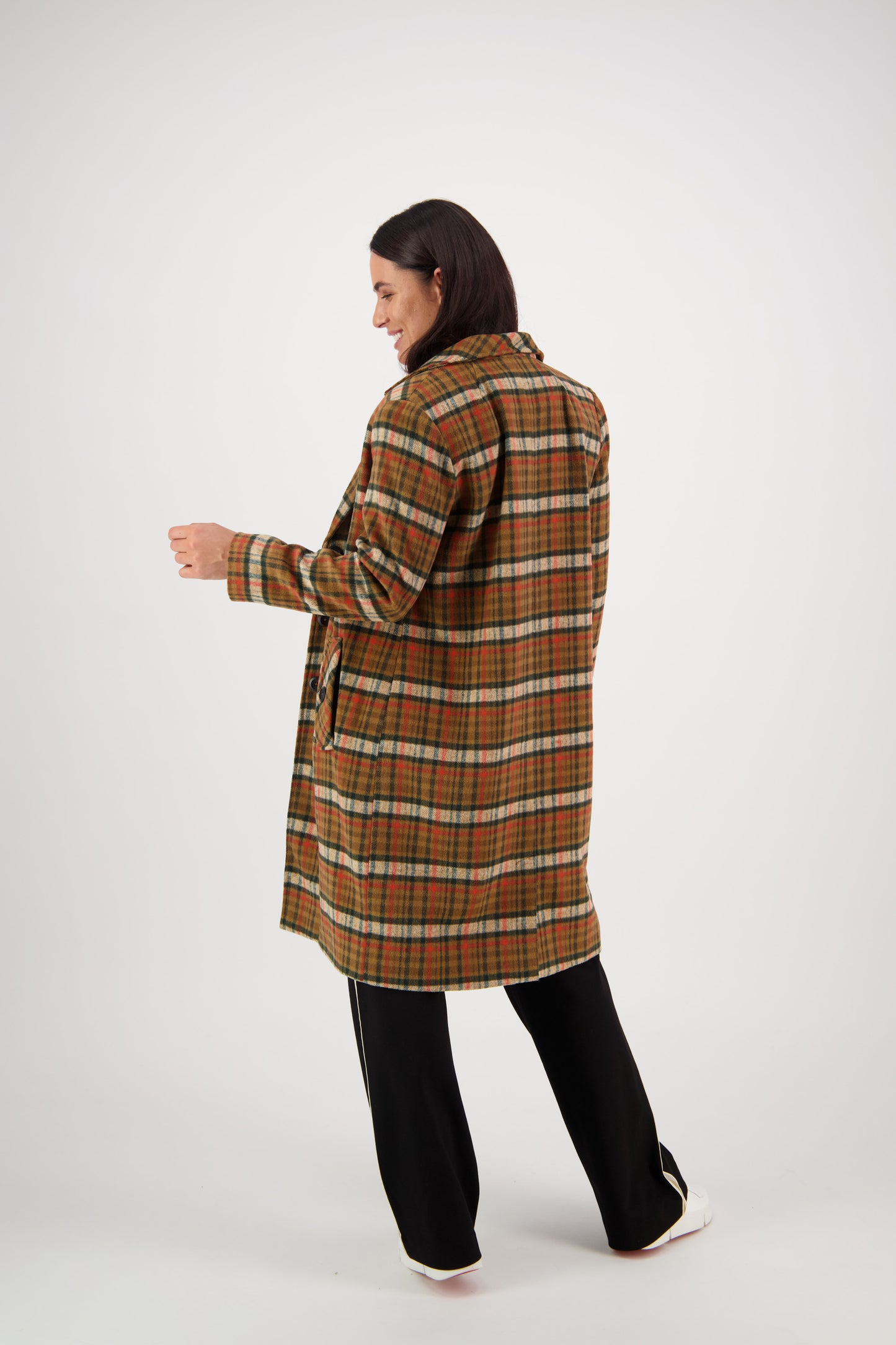 Vassalli - 2060A Longline Lined Wool Blend Coat - Grove - INSTORE