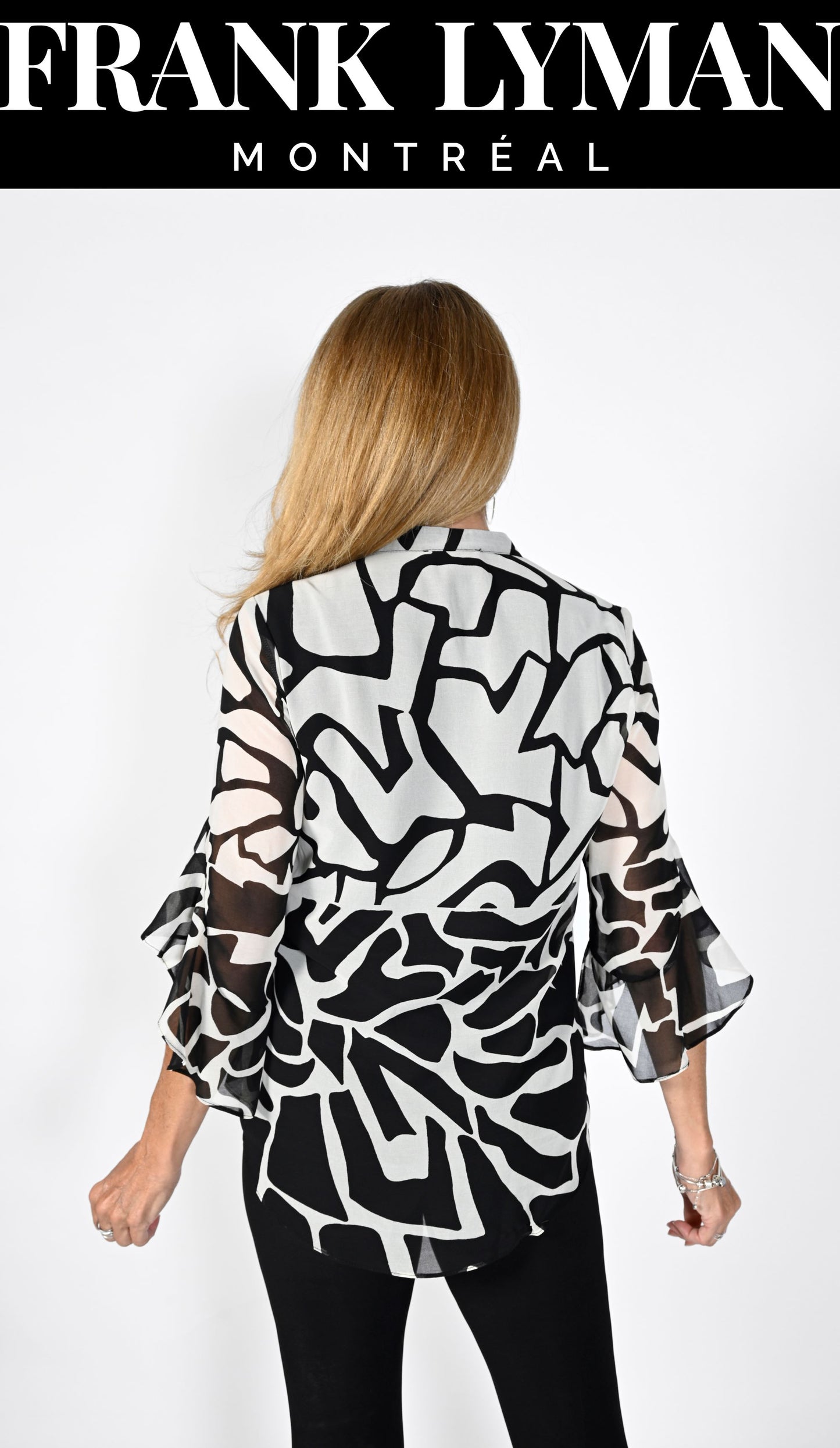 Frank Lyman - Abstract Blouse - 231397 - Black/Off white