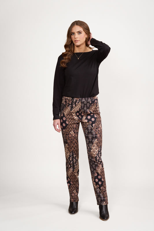 Pull on Ponti Pant - 234A - Rapsody Print