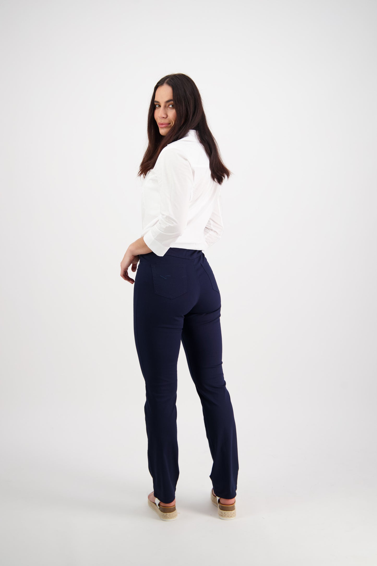 Vassalli - Slim Leg Pull-On Cotton Pant - 234LW - Navy