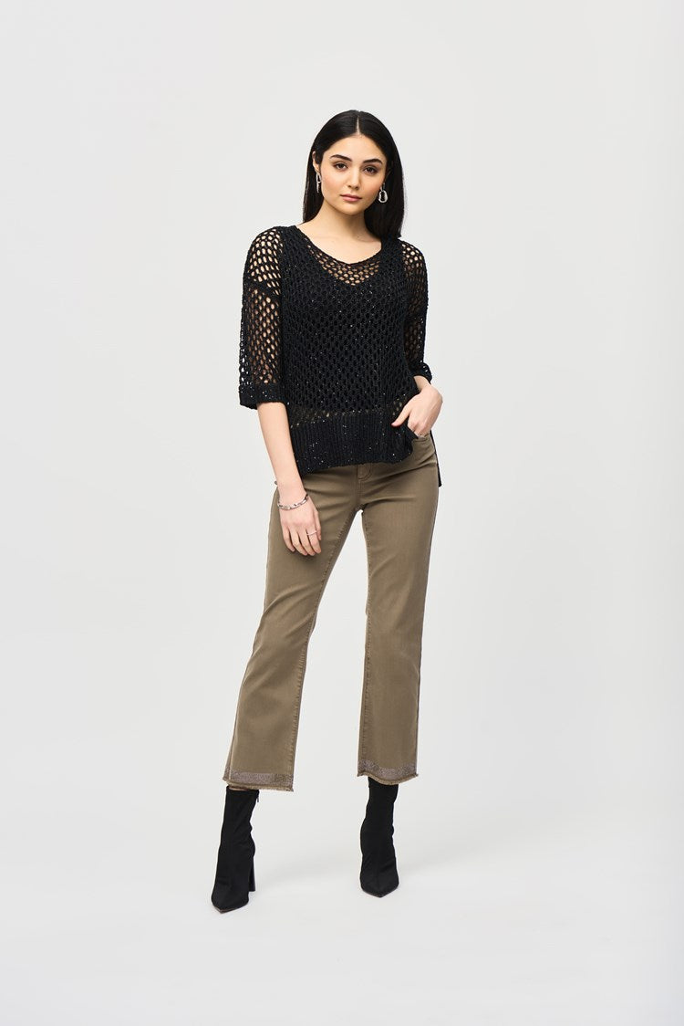 Joseph Ribkoff - Open Stitch Sweater with Sequins - 241922F24 - 50% Off