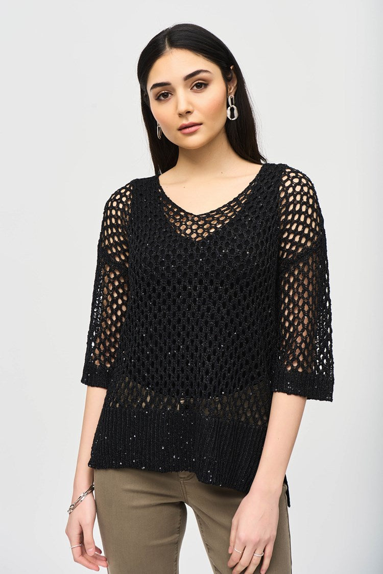 Joseph Ribkoff - Open Stitch Sweater with Sequins - 241922F24 - 50% Off