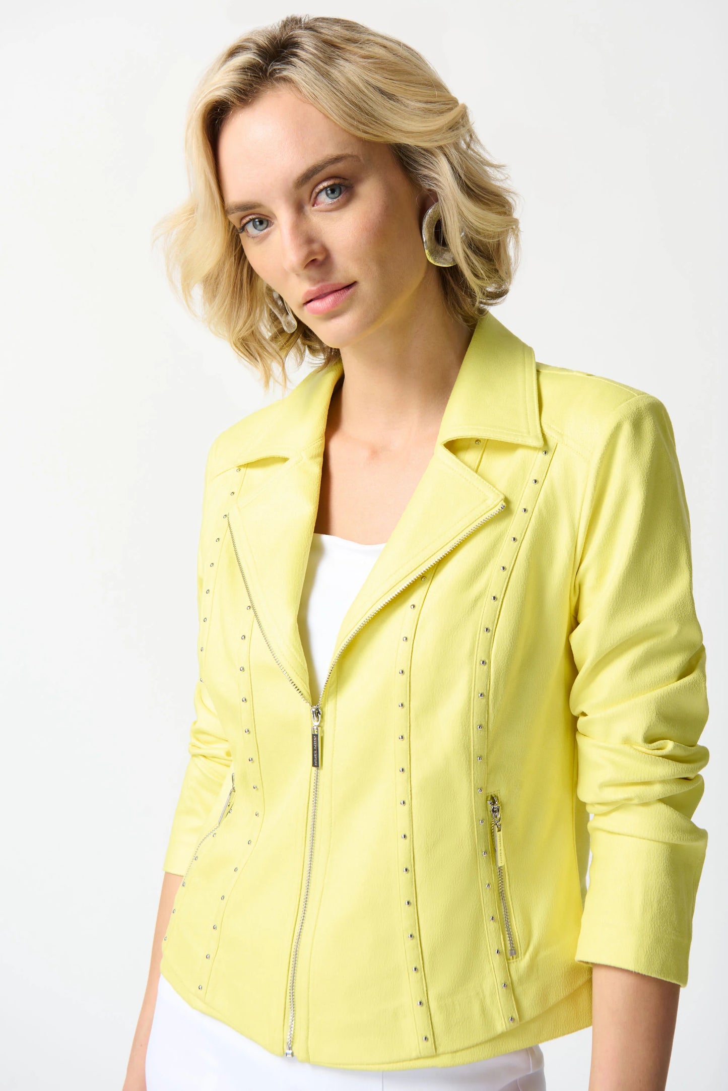 Joseph Ribkoff - Foiled Suede Fitted Jacket - 242908 - Yellow
