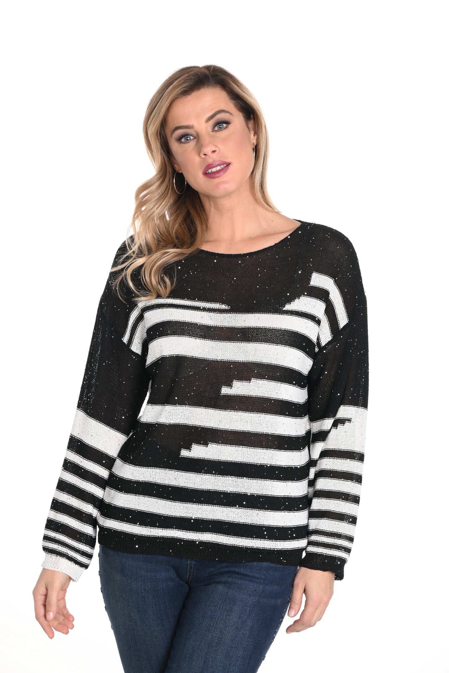 Frank Lyman - Striped Sequin Sweater - 243421