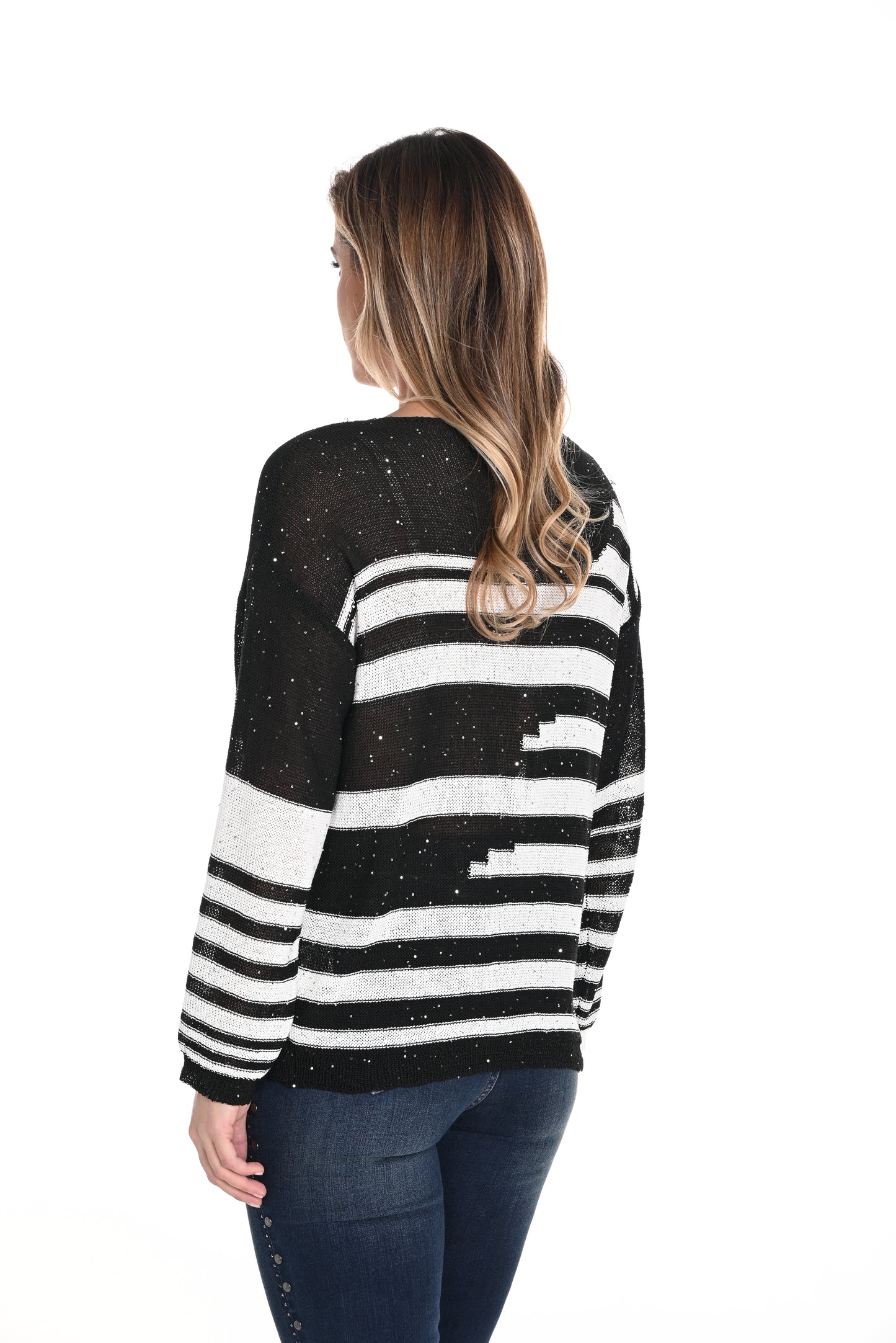 Frank Lyman - Striped Sequin Sweater - 243421