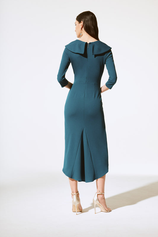 Crepe Ruffled Dress Royal Sapphire - Now $200